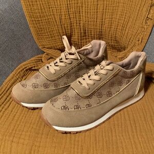 Stylish Beige Monogram Sneakers